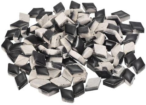 QUARKZMAN 200g Keramik Mosaikfliesen für Bastelbedarf, Rautenförmige schwarze Keramikfliesen für Mosaik-Sets Garten Trittplatten Cup Mat