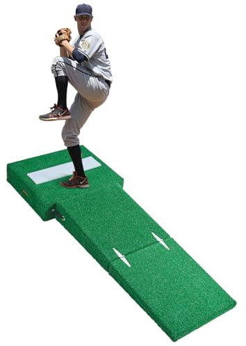 VEVOR Tumulo Portatile per Lanciatori di Baseball, 195,58 cm Ausili per Lancio di Softball all'Aperto e al Chiuso con Erba Sintetica Anti-Scolorimento, Gomma per Lancio, Maniglie per Trasporto, Verde