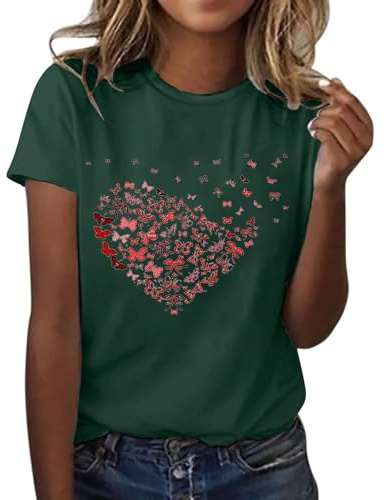 Cocila Maglietta da Donna con Stampa A Farfalla D' Manica Corta Girocollo Maglietta alla Leggera Morbida Casual Abbigliamento Estivo Pullover Camicia Oversize Camicia Raso Senza Collo