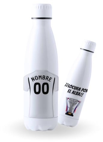 DEREGALOOS Botella Acero Inoxidable 700ml Personalizada con Nombre Albacete. Botella Deportiva para Aficionados. Hidratación Escolar Gimnasio Regalo Original