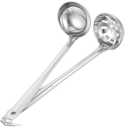 WEKADRIN 2 Stück Soßenlöffel aus Edelstahl Soße Suppenlöffel Topf Suppenlöffel tiefer Suppenlöffel kleine Suppenkelle Löffel lange Suppenkelle Rostfreier Stahl Silver