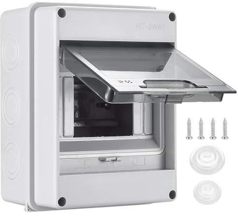 Kezidhp Caja Estanca Exterior IP65 5 Módulos, Caja Distribución Superficie Impermeable con Bloque Terminales Carril DIN, para Jardines Exteriores, Estaciones de Carga, Villas y Áreas Húmedas