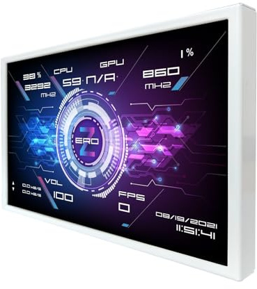 VSDISPLAY Display LCD portatile bianco da 8 pollici 1280x800 350 nit IPS | per monitor da case PC, con supporto per temi dinamici