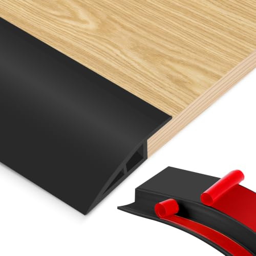 PVC Übergangsprofil Selbstklebend, Doppelseitig Klebend Türschwellen Leiste,Boden Höhenausgleich (10mm) Abdeckleiste für Laminat, Parkett, Fliesen & Teppich