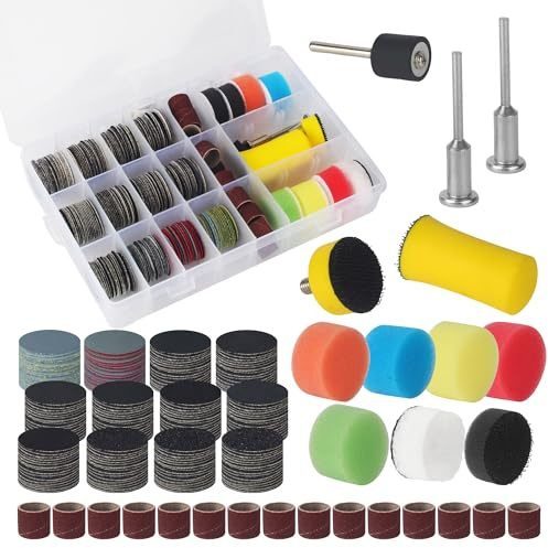 268 Piezas Discos Abrasivos de 25 mm, Almohadillas Abrasivas Húmedas y Secas, para Dremel Accesorios 60/80/120/240/400/800/1000/1500/2000/2500/5000/10000 para Accesorios de Pulido y Lijado