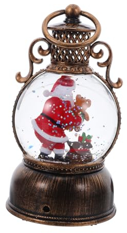 Amosfun Lanterne de Noël Musicale LED avec Bonhomme de Neige Globe à Neige Lumineux avec Flocons Tombants Décoration Festive pour Table et Intérieur