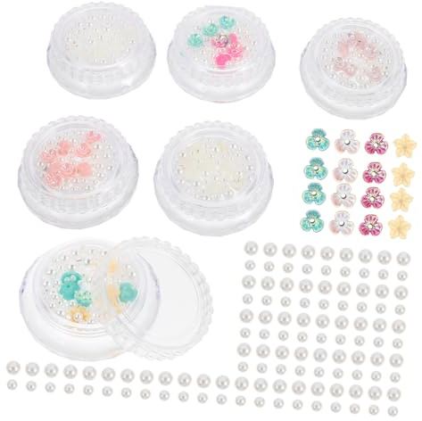 Hemobllo Cajas Adornos Uñas Postizas Diyes Decorativos Uñas Accesorios DIY Perlas Artificiales Cuentas Perlas Adornos Manicura Decoraciones Artificiales Estilo Aleatorio