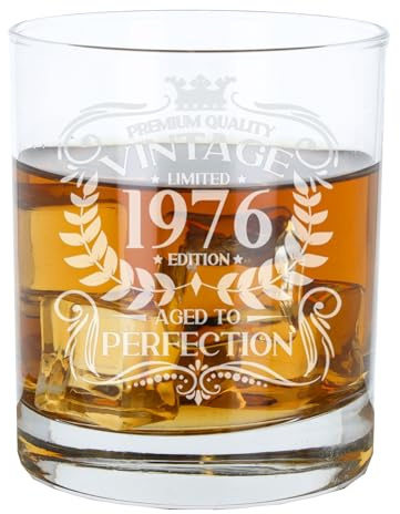 Always Looking Good 49-års födelsedagspresent för män vintage 1976 åldrad till perfektion graverad whiskyglas present för 49 år gammal etsad whisky bourbon Scotch Lowball dricksglas
