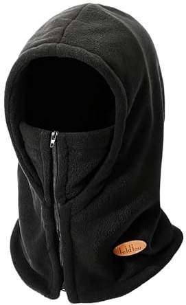 AYPWO Balaclava vindtät skidmask vinter termisk fleece ansiktsmask unisex, varm skidmössa för män kvinnor, andningsbart ansiktsskydd halsvärmare för utomhussport motorcykel cykling löpning, Svart, one