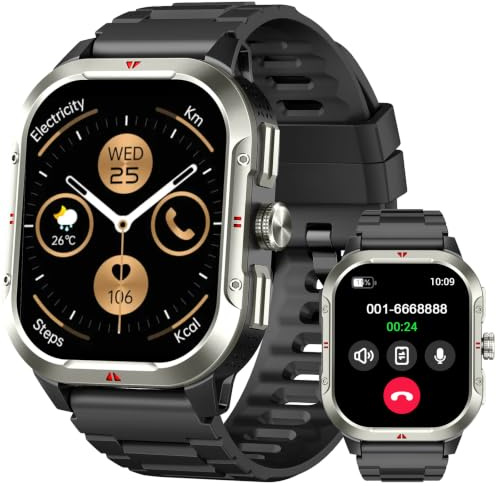 Smart Watch GPS, Answer/Make Call, 2.06HD Screen Smartwatch for Men Women, Fitness Watch with Heart Rate/Sleep Monitor/Pedometer, 100+ Sports Modes, IP68 Waterproof Step Counter for Android iOS