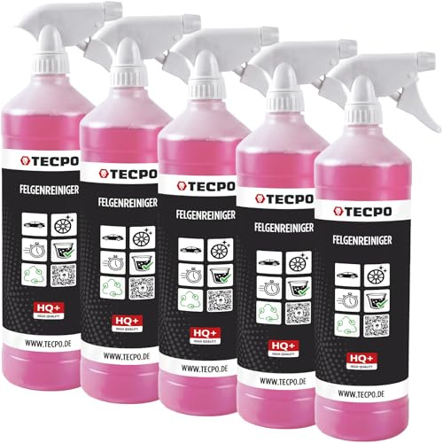 TECPO Felgenreiniger 5 Liter gebrauchsfertig für Alu-, Stahl-und Leichtmetallfelgen säurehaltig hohe Wirkungskraft für starke Verschmutzung
