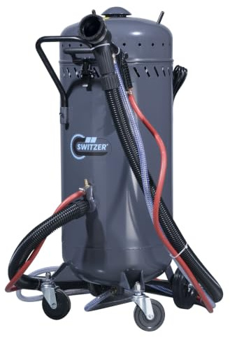 SwitZer 1200W Mobile Vacuum Sandblaster with Integrated Suction & Media Collection System, Portable Abrasive Blast Pot for Rust Removal, Paint Stripping & Metal Surface Cleaning
