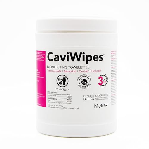 Metrex CaviWipes Disinfecting Towelettes – Disinfecting Wipes for Hard, Non-Porous Surfaces & Fixtures in Healthcare Settings, Pre-Saturated with CaviCide – 6 x 6-3/4, 160 Count (Pack of 1)