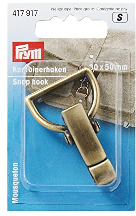 Prym 417917 Karabinerhaken 30 mm altmessing gebürstet, Gold