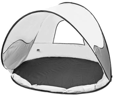 Deryan Strandmuschel Pop Up Strandzelt - Strandzelt für Kinder und Baby - 2 Personen - Reißverschlusstür, UV-Schutz 50+ und Windschutz - Tragbares Wurfzelt - Silber