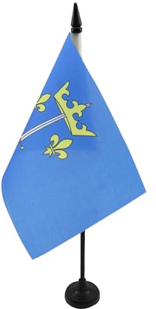 AZ FLAG Drapeau de Table Jeanne d'Arc 21x14 cm Socle Plastique | Usage intérieur Drapeau de bureau des armes de Jeanne d'Arc finition cousue et bords renforcés polyester 100D