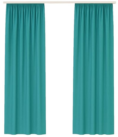 Bestlivings Dekoschal Ellen 2er Pack inkl. Raffhalter (140x145cm / Türkis) Vorhang Blickdicht Aber Lichtdurchlässig mit Kräuselband Gardine mit Universalband