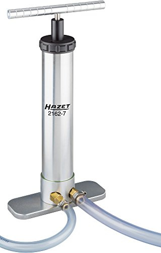HAZET Hand Umfüll- und Einfüllpumpe 2162-7, Umzupumpende Flüssigkeiten z.B | 2500 g, Antrieb 500960 Schmieren , Reinigen , Pflegen,, Fußplatte und Doppel-Anschluss für Schläuche mit 10 – 15 mm Innen-⌀