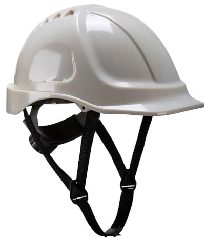 Portwest PG54 Endurance Glowtex Helmet ABS Shell | White, One Size, EN 50365, EN 397, Wheel Ratchet, Chin Strap
