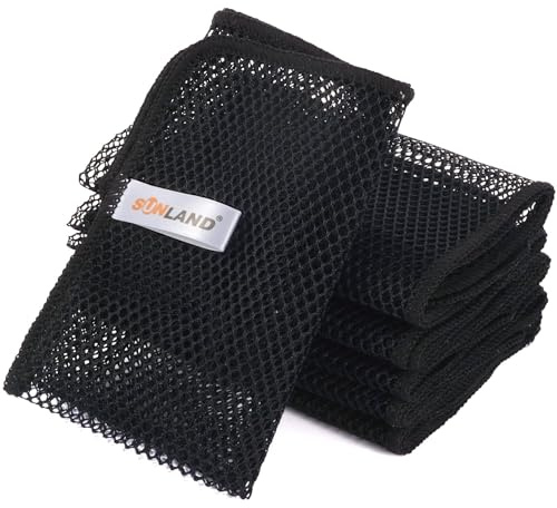 SUNLAND Netted Dish Cloths for Washing Dishes No Odor Dishes Scrubber for Kitchen-Fast Drying and Easy to Clean Mesh Dish Cloth 6 Pack 12Inch x12Inch Black