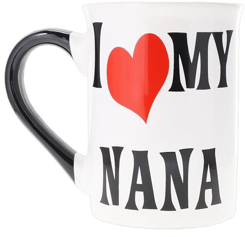 Cottage Creek Kaffeetasse mit Aufschrift I Love My Nana, 473 ml, in Geschenkbox, weiße und rote Keramik-Kaffeetasse, süße Teetasse und Kaffeetasse für Frauen, perfektes Geschenk für Oma und Oma