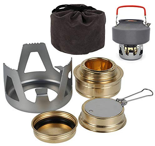 ND Mini-Alkoholbrenner, ultraleichter tragbarer Aluminium-Kupfer-Spirituskocher Campingkocher Alkoholkocher für Outdoor Camping Wandern Rucksackreisen BBQ Kochen Picknick
