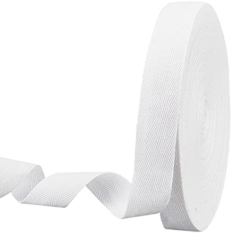 NBEADS 49 Yards (45m)/Roll Cotton Baumwolle gurtband, 3cm Breite Tape Bänder Fischgräten-Baumwoll-Webbings Flache Fischgrätenschnüre Aus Baumwolle Zum Stricken von DIY-Basteln, Weiß