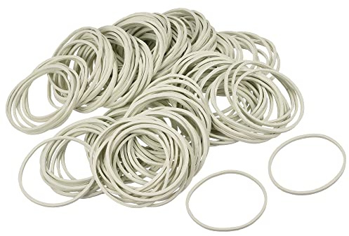 sourcing map Rubber Band White Stretchable Rubber Elastic Band 1.5inch Dia for Home Office Pack of 200