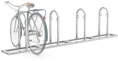 Hochwertiger Fahrradanlehnbügel TRACK 34 | Sicherer Radständer auch für Mountainbikes und E-Bikes | 8 Fahrrad Stellplätze, erweiterbar | Stahl verzinkt | Fahrradparker Bügelparker Fahrrad Anlehnbügel