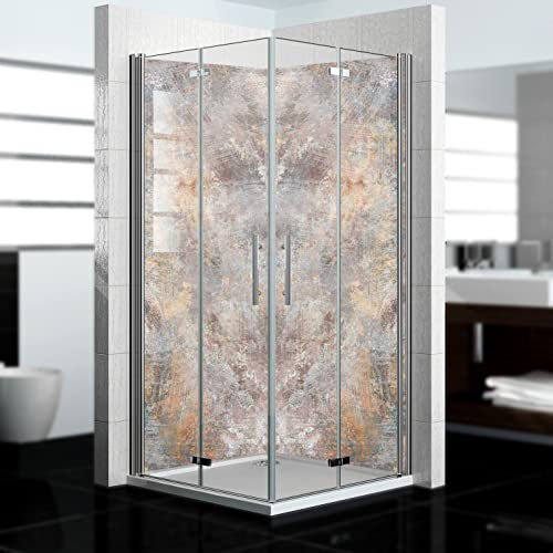 dedeco Eck-Duschrückwand wasserfest Motiv: Rost V2, UV-Lack matt, 2 x 90x200 cm, als Badrückwand zum Fliesenersatz, als Dekorwand, Wandverkleidung und Duschplatte aus Aluminium - Made in Germany