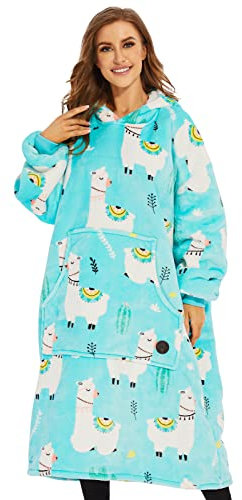 THREE POODLE Felpa Coperta Oversize Donna, Pile Gigante con Maniche e Cappuccio