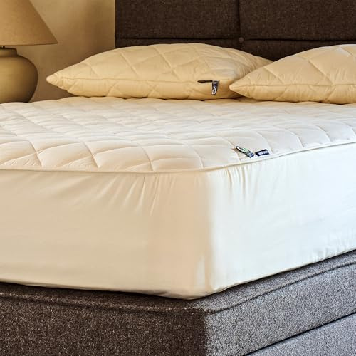 Woolroom Organic Mattress Protector Cal King - 100% Natural Organic Traceable Washable Wool Mattress Cover - Temperature Regulating Anti-Allergy Breathable Organic Cotton Bed Protection - W70''x L84''