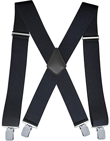 goldmiky Hosenträger Herren – 5 cm Breit, Elastisch & Verstellbar – Mit 4 Starken Metallclips – Klassisch in X-Form – Für Männer bis 1,96 m – Ideal für Arbeit, Hochzeit, Tracht