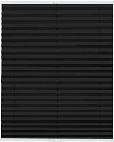 Lichtblick Plissee Klemmfix nach Maß, ohne Bohren, verspannt, lichtdurchlässig, Blickdicht, Made in Germany - Schwarz 100 cm x 130 cm (B x L)