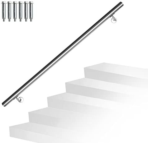 Randaco Edelstahl Handlauf Treppengeländer Geländer Wandhandlauf Wand Treppe inkl. Wandhalterung und Endkappen, für Innen & Außen Treppen Balkon Brüstung, Länge:120 cm