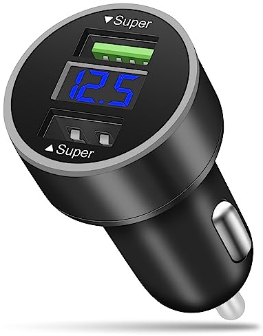 Charger AXFEE Zigarettenanzünder USB Adapter Dual 66W/6,5A Ladegerät für Auto Mini Metal Legierung KFZ USB Ladegerät Schnellladung Dual Port Kfz Ladegerät, für iPhone 15 14 13 12 Samsung Huawei