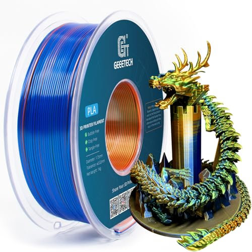 GEEETECH Tricolor Silk PLA Filament 1,75mm, 3D Drucker Filament 1KG/Spule, Silk Orange Blau Grün
