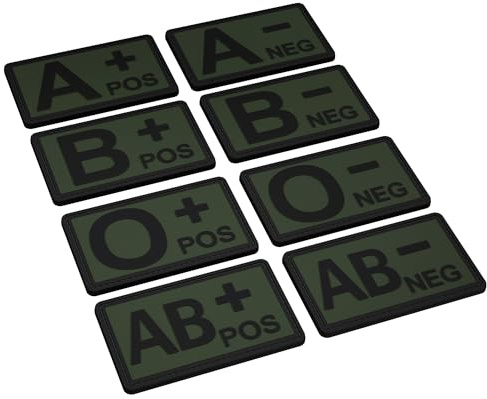Patch Force - Groupe sanguin - Patch tactique en caoutchouc groupe sanguin 0- (couleur : olive) comme équipement pour la Bundeswehr, la police, les pompiers et l'armée - Patch velcro en caoutchouc PVC