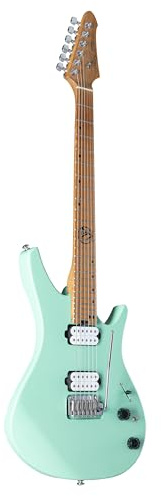 J & D DX-100 E-Gitarre, Mint Green, Ergonomischer Erle-Korpus, Roasted Maple Neck, 24 Bünde, JD Custom Humbucker, 2-Punkt Tremolo, Satin-Finish