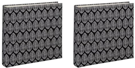 Hama Fotoalbum La Fleur (Jumbo Album mit 100 schwarzen Seiten, Fotobuch für 400 Fotos im Format 10x15, großes Foto-Album mit Blätter-Muster, 30x30) schwarz (Packung mit 2)