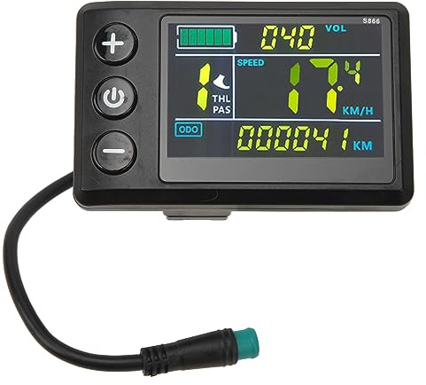 BuyWeek Fahrradcomputer, 24V 36V 48V Elektrofahrrad LCD Display Bedienfeld 5 Poliger Stecker E-Bike S866 LCD Anzeigefeld Elektrofahrrad Tachometer Kilometerzähler