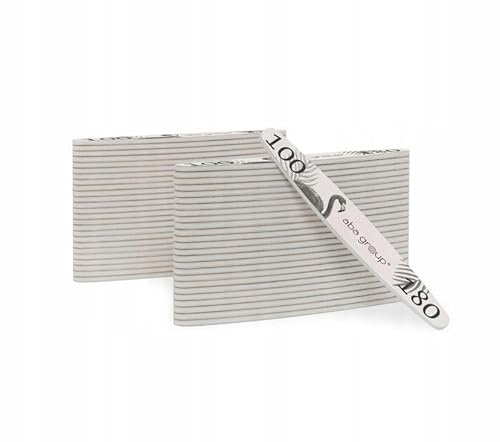 ABA GROUP Lima per unghie 100/180 Ellipse Standard Flamingo, professionale per unghie e gel, 50 pezzi, grigio, rosa