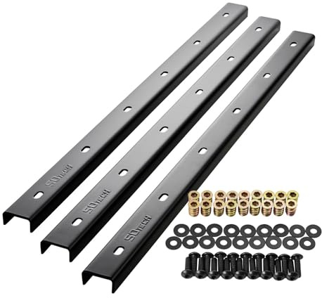 SOTECH Barre d'arête 3 pièces en forme de U en acier noir 60 x 4 x 2 cm pour plateaux de table/avec vis de fixation et manchons à visser Profilé de renfort, profilé en U