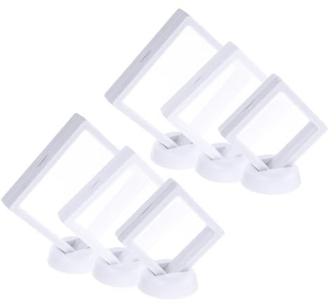 QUARKZMAN 3 Tailles 3D Flottant Affichage Boîtier, Flottant Cadre Affichage Support Supports, Transparent PE Bijoux Rangement Boîte, Blanc