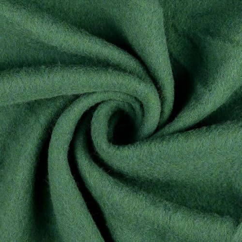 Woll Fleece aus reiner Schurwolle - Walkloden Jersey weich und dehnbar - Mulesing frei Öko-Tex Klasse 1 Bekleidungstoffe Meterware (Dunkelgrün)