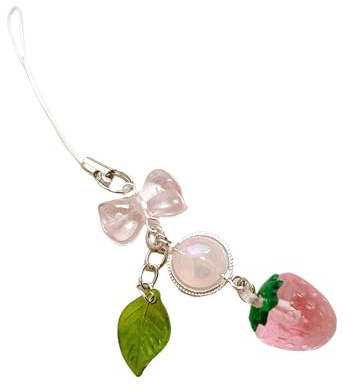 BWANGIAO Handy-Anhänger mit Blatt-Erdbeere, verspielter Anhänger mit Erdbeerblatt-Anhänger, Handy-Gurt-Accessoire für modebewusste Benutzer