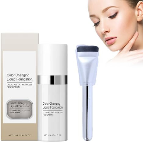 Farbwechsel-Foundation, Farbwechselnde Flüssig Foundation, Mit Einem Foundationpinsel, Farbwechsel-Grundierung, Feuchtigkeitsspendende Flüssige Make Up Cream, Concealer-Foundation