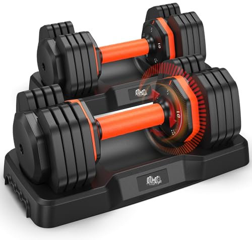 Adjustable Dumbbells Set 25LB, Weights Dumbbells Set 5/10/15/20/25lbs, Anti-Slip Handle for Exercise Fitness Workout Adjustable dumbbell set 2 (25, Pounds)