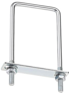 MACHSWON Bulloni a U quadrati, set di 4 bulloni M8 a U in acciaio, larghezza interna 60 mm, lunghezza 150 mm, con dadi e piastra per telaio per automobili, barche, rimorchi