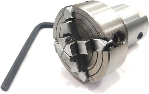 MachEl Adattatore mandrino tornio – 1 x 8 TPI a M14 x 1 con mandrino indipendente a 4 ganasce da 50 mm per lavorazioni di precisione